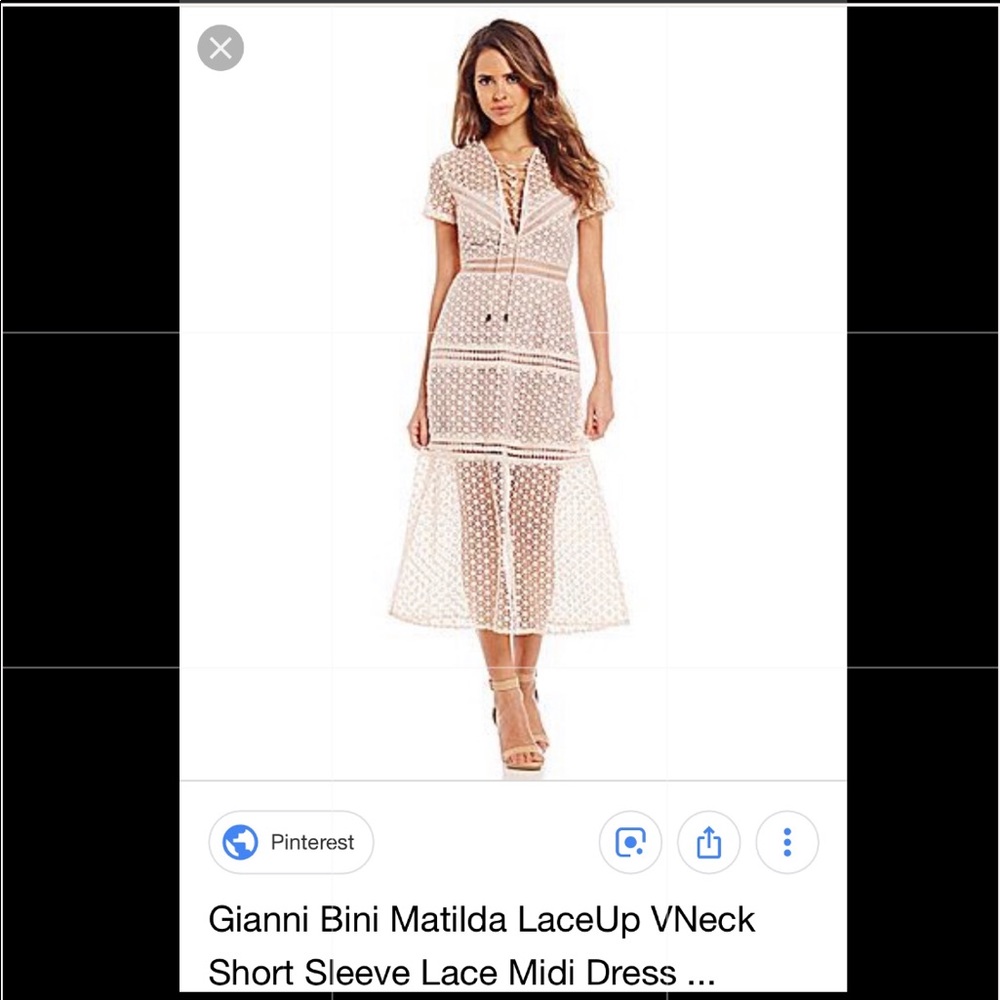 Gianni Bini Lace-Up V-neck Midi Lace Dress - Blush